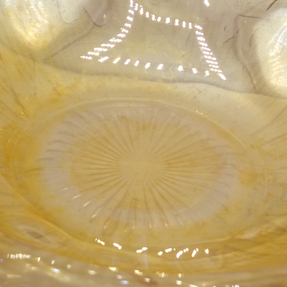 Jeanette Glass Iris Herringbone Iridescent Amber Carnival Glass Ruffled … - Picture 8 of 13